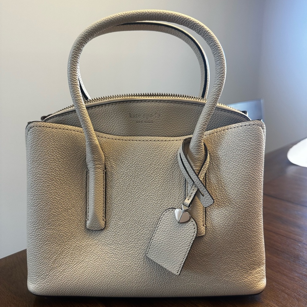 Kate Spade Margaux Small Satchel Pebbled Leather Cream Neutral Handbag